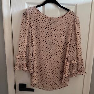 Max Studio Polka Dot Ruffle Sleeve Blouse